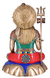 White Whale Lord Shiva Brass Statue with Multicolor Stone Work Idol Sculpture Hindu God Natraja Shiv Figurine Home Decor Showpiece Statue