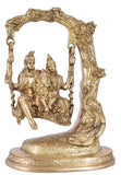 White Whale Shiva Parvati Ganesh Idol Shiv Parivar Brass Murti  jhula Statue Sculpture