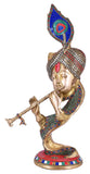 White Whale Brass Hindu God Lord Krishna Bhagwan Lord Krishna Idol Statue Murti