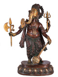 White Whale Brass Lord Ganesha Sitting On Lotus Statue Idol Home Decor Figurine