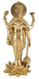 White Whale Brass Lord Vishnu Standing Religious Brass Statue Home Decor Figurine