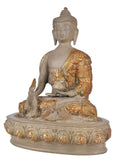 White Whale Brass Medicine Buddha Statue Murti for Home Decor Entrance Office Table Living Room Meditation Luck Gift Feng Shui