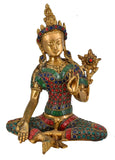 White Whale Tara Buddha Blessing Idol Tibetan Buddhism Yin Kwan Goddess Buddhist Statue