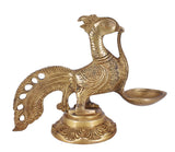 White Whale Brass Peacock Design Oil Wick Diya 