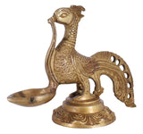 White Whale Brass Peacock Design Oil Wick Diya 