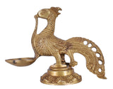 White Whale Brass Peacock Design Oil Wick Diya 