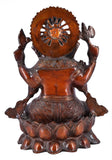 White Whale Brass Lord Ganesha Sitting On Lotus Statue Idol Home Decor Figurine