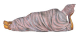 White Whale Large Brass Reclining Buddha Statue in Resting Pose with Multicolor Stone Work feng Shui Home Decorative Showpiece