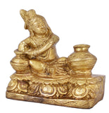White Whale Makhan Krishna Statue Hindu God Figurine Flute Lover Solid Handmade Brass Sculpture Home Decor