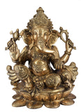 White Whale Brass Hindu God Lord Ganesha Bhagwan Lord Ganesha Idol Statue Murti