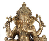 White Whale Brass Hindu God Lord Ganesha Bhagwan Lord Ganesha Idol Statue Murti