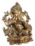 White Whale Brass Hindu God Lord Ganesha Bhagwan Lord Ganesha Idol Statue Murti