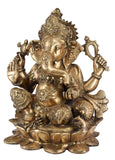 White Whale Brass Hindu God Lord Ganesha Bhagwan Lord Ganesha Idol Statue Murti