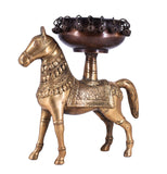 White Whale Antique Finish Horse Brass Showpiece Religious Strength Sculpture Idol