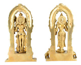 White Whale Brass Lord Vishnu and Lakshmi Statue Idol Murti for Home Decor Mandir Pooja Carved Frame with Kirtimuka