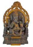 White Whale Brass Mangalkari Ganesha Sitting On Lotus Bhagwan Idol Ganesha Statue Ganpati Murti Home Decor- Height : 17 Inches