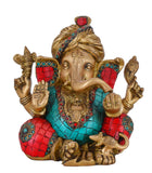 White Whale Brass Mangalkari Ganesha Statue Bhagwan Idol Ganesha Statue Ganpati Murti Home Décor