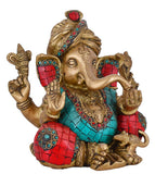White Whale Brass Mangalkari Ganesha Statue Bhagwan Idol Ganesha Statue Ganpati Murti Home Décor