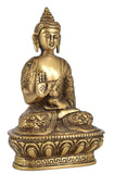 White Whale Brass Statue of Buddha Blessing with Sacred Kalash and Draped in Shawl Home Décor