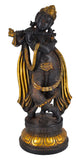 White Whale Antique Lord Krishna Brass Statue Bhagwan Lord Krishna Idol Statue Murti Home Decor - 17 Inches