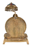 White Whale Brass Mangalkari Ganesha Sitting On Singhasan Bhagwan Idol Ganesha Statue Ganpati Murti Home Décor