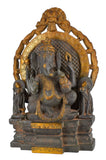 White Whale Brass Mangalkari Ganesha Sitting On Lotus Bhagwan Idol Ganesha Statue Ganpati Murti Home Decor- Height : 17 Inches