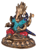 White Whale Brass Ganesh Idol Statue God Ganesha Vinayak Ganpati Sitting Sculpture Bhagwan Entrance Home Warming Vastu Home Décor