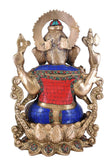 White Whale Large Lord Ganesha Sitting On Lotus Brass Idol Hindu Good Luck God Deity Ganesh Statue -Hindu Ganesha Idol Sculptures Home Décor