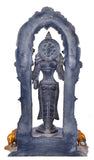White Whale BraStanding Goddess Lakshmi with Prabhavali - Brass Statue for Home Decor Mandir Pooja Carved Frame with Kirtimuka