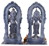 White Whale Brass Lord Vishnu and Lakshmi Statue Idol Murti for Home Decor Mandir Pooja Carved Frame with Kirtimuka