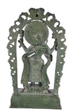 White Whale Brass Antique Green Standing Goddess Lakshmi with Prabhavali - Brass Statue for Home Decor Mandir Pooja Home Decor