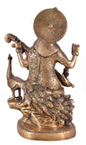 White Whale Maa Saraswati Brass Statue Religious Goddess Sculpture Idol Home Decor
