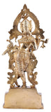 White Whale Brass Lord Krishna Bhagwan Playing Flute Murti Gold Statue Home Decor