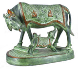 White Whale Brass Kamdhenu Cow and Calf Idol Showpiece for Home Decor and Decorative Gift