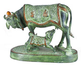 White Whale Brass Kamdhenu Cow and Calf Idol Showpiece for Home Decor and Decorative Gift