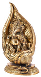 White Whale Brass Lord Mangalkari Ganesha Sitting On Lotus Bhagwan Idol Ganesha Statue Ganpati Murti Home Decor