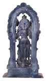 White Whale Brass Lord Bhagwan Vishnu Narayan Statue Idol Murti with Garuda for Home Decor Carved Frame with Kirtimuka