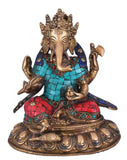 White Whale Brass Ganesh Idol Statue God Ganesha Vinayak Ganpati Sitting Sculpture Bhagwan Entrance Home Warming Vastu Home Décor