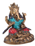 White Whale Brass Ganesh Idol Statue God Ganesha Vinayak Ganpati Sitting Sculpture Bhagwan Entrance Home Warming Vastu Home Décor
