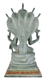 White Whale Lord Vishnu Sitting Upon Shesha Naag Brass Statue Religious Strength Sculpture Idol Home Décor