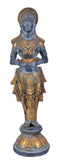 White Whale Brass Deeplaxmi Statue/Hand Carved Religious Standing Goddess Lakshmi/Diwali Oil Lamp Laxmi/Diya Holding Lady/Temple Decor Art