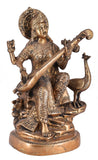 White Whale Maa Saraswati Brass Statue Religious Goddess Sculpture Idol Home Decor