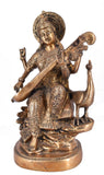 White Whale Maa Saraswati Brass Statue Religious Goddess Sculpture Idol Home Decor