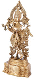 White Whale Brass Lord Krishna Bhagwan Playing Flute Murti Gold Statue Home Decor