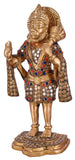 White Whale Brass Standing Lord Hanuman Statue Religious Strength God Sculpture Idol Home Decor