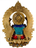 White Whale Brass Lord Ganesha  Sitting On Lotus Statue Idol Home Decor Figurine