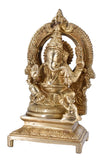 White Whale Lord Ganesh Murti Ganesha Idol Ganpati Bhagwan Brass Statue for Home Entrance Good Luck Vastu Decoration Showpiece