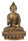 White Whale Brass Medicine Lord Buddha with Sacred Kalash and Draped in Shawl Home Decor
