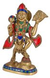 White Whale Brass Lord Hanuman Lifting Mountain Statue Hindu God Idols Balaji/Bajrangbali Murti for Gift & Home Décor