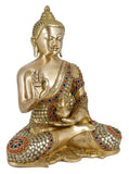 White Whale Brass Buddha Statue Blessing Murti for Home Decor Entrance Office Table Living Room Meditation Luck Gift Feng Shui